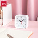 Deli Children's Day Square Simple Pointer Alarm Clock Soft Light Night Light Desktop Fashionable Table Clock Wake-up Artifact Must-Have for the Start of School Season White 8851 New Year's Gift for the Start of School