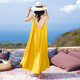 Qian Yilin trendy brand Hainan Sanya photo beach skirt sexy women's summer super fairy backless long skirt seaside vacation one size yellow small style