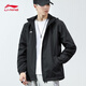 李宁（LI-NING）外套男春秋季款风衣女夹克户外防泼水冲锋运动服保暖防风透气上衣 经典黑 L