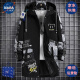 NASALIKE official trendy brand mid-length windbreaker jacket men's spring and autumn winter large-size hooded jacket student graffiti plus velvet jacket N73 white (spring and autumn style) XL (168-175cm 120-140Jin[Jin equals 0.5 kg])