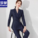 ROMON high-end navy blue business suit for women spring new fashion suit jacket business temperament formal wear navy suit + trousers S