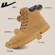 Pull back men's shoes Martin boots high-top British boots men's waterproof work boots hiking tactical rhubarb boots thick-soled shoes men's 0663/khaki single mile 42