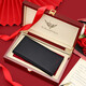 Williampolo Long Wallet Herren echter Kuhlattenkartenbeutel mehrere Karten und dünne Brieftaschen-Clutch-Taschen Vatertag Geschenk für Papa Black-Hongli [Theke Geschenkbox]