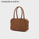 CHARLES&KEITH solid color portable Boston bag crossbody bag women's bag birthday gift CK2-30271398