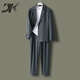DK brand spring and autumn men's suit suit men's drapey casual small suit loose business comfortable lightweight two-piece set blue gray M /100-120Jin Jin equals 0.5 kg