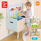 Hape play house toys Children's kitchen picture book shelf sofa chair storage cabinet furniture two-in-one gift for boys and girls Transform into the kitchen 3-8Y