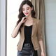 Woodpecker with skirt short small suit for women 2025 spring and autumn new slim waist professional suit small man jacket formal black L recommended 110-120 Jin Jin equals 0.5 kg