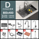 Jiumu Sink Nano Gun Gray SUS304 Thickened Stainless Steel Vegetable Basin Kitchen Handmade Large Single Tank Household Dishwasher Pot Lower Left Water Pull Set + Soap Liquid + Water Cleaning Faucet 680mm*450mm
