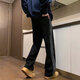 POUM American high street retro three-bar washable old jeans men's trendy brand loose casual versatile straight pants men CRB-1365 blue XL