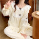 
TULX pajamas for women's palace style autumn women's sweet small 2023 new cotton long-sleeved home clothes spring and autumn style apricot color 6210#[33Y] XL 115-130Jin[Jin equals 0.5 kg]