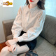 
First-diameter embroidered cotton shirt for women 2025 autumn new fashion embroidered white shirt loose versatile long sleeves CY9227 Black M [Suggested 96-110Jin [Jin equals 0.5 kg]]