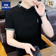 Romon (Romon) Cool Cotton Henry Kragen kurzärmeliges T-Shirt für Männer Sommer 2025 Neues lässiges halbärztes Stand-up-Top für Herren-T-Shirt 23020 White M Gewichtsbereich 90-105jin [Jin gleich 0,5 kg]