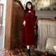 YIOU Cheongsam Toast Wear Bridal Autumn and Winter Engagement Evening Dress Skirt for Women Red Chinese Velvet Feel Autumn and Winter 3507 Red S
