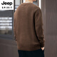 
JEEP SPIRIT2024 American retro knitted Henry shirt lazy style autumn and winter thickened vertical striped work pullover sweater men khaki S suitable for 90-110Jin [Jin equals 0.5 kg]