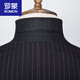 ROMON brand high-end suit suit men's double-breasted striped wedding British slim suit men's groom's wedding dress 1882 navy three-piece suit 180
