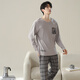 Langsha pajamas men 100% pure cotton long sleeve men's home clothes autumn and winter comfortable cotton men's pajamas pajamas and pants suit 16780 L