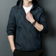 
J Jinba Daddy's Spring and Autumn Thin Jacket Middle-aged Men's Stand Collar Spring Casual Loose Hooded Outer k12127 Black M 170