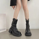 Dans les bottes à talons épais miroises et épaisses pour les petites bottes Martin de printemps pour femmes nouvelles bottes simples bottes Chelsea Boots fines françaises noir 38