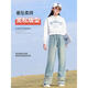 Yoyo One (Yoyo One) Mädchen Jeans Frühling und Herbst 2025 neue Kinder Herbst-Modehose Big Children's Frühlingskleidung Trendy Straight Wide-Big Hosen 13093 Blau + 4882 Weiß [Set] 120 cm