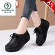 
Woodpecker brand leather shoes women's shoes genuine leather sponge soles 2024 spring new thick sole rocking shoes casual non-slip lightweight single shoes 691 gray 35