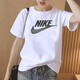耐克（NIKE）女装运动套装2025夏上新款休闲透气经典短袖T恤梭织五分裤两件套 DX7907-100和FV6623-019 2XL(175)