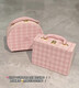 New product 3CE winter pink plaid storage box jewelry box blue cosmetic box portable hand mirror carry-on luggage plaid hand cosmetic bag