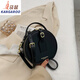 Kangaroo Textur Mode Crossbody kleine runde Tasche für Frauen 2024 Herbst Neue Vielseitige Retro -Handtasche Single Schulter Crossbody Bag Beige Weiß