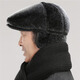 Dofinison elderly hat men's forward hat ear protection warm peaked cap winter windproof gift for dad and grandpa plus velvet old hat old man's forward hat black