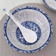 Detif bowls and plates set household Jingdezhen bowls and chopsticks ceramics eating bowls dishes noodles soup bowls fish plates spoon combination tableware blue and white 2 bowls 2 spoons