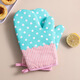 Household thickened insulation gloves oven baking anti-scalding and high temperature resistant gloves kitchen steamer microwave oven special gloves pink flowers