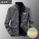 JEEP SPIRIT jacket men's spring and autumn stand collar loose double-sided wear winter youth middle-aged business jacket with cotton jacket 9866 khaki spring and autumn style [upgrade version] L (recommended 115-130 Jin [Jin equals 0.5 kg])