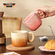 High-looking Gradient Mug Ceramic Household Milk and Water Cup for Girls Couple Breakfast Drinking Coffee Cup Gradient Mug 350ml Pink