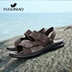 Fugui Vogel mittleren Ledersandalen im mittleren Alter der Herren lässige Outdoor-Dual-Gebrauch-Hausschuhe echte Lederweiche Sohle Beachschuhe Daddy Schuhe Outdoor Wating Schuhe braun (13117) 38