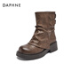 Daphne Short Boots Women's Spring and Autumn Martin Boots Women's 2024 New Maillard Boots Women's Thick Solemn Versatile Brown Pants Boots