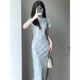Reserved style new Chinese retro Republican style cheongsam 2025 summer new young girl slim dress for women long 719 flower branches [excluding accessories] M Recommended 85-100 Jin [Jin equals 0.5 kg]