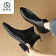 Bottes courtes en peau de mouton de pic pour femmes 2025 automne et hiver neuf bottes de chelse de chelse à toe à toe molle à talons à talons bas pour femmes