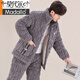 Modals neuer Herbst- und Winter-Dreischicht-Baumwoll-Pyjamas-Korallen-Samt und samtdicker Flanellkleidung Winteranzug hellgrauer M6626 Hased XL 3 Schichten x [120-140jin [Jin gleich 0,5 kg]] Dreischichtige Dreischicht verdickte Dreischichten mit dreischichtiger Flanell.
