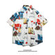 Leeryetom Hong Kong Style Ins kurzärmeliges Blumenhemd für Männer und Frauen Sommer japanisches Freizeit-Strandhemd Trendy Loose Hawaiian Jacket 5155 Weiß M 80-100jin [Jin entspricht 0,5 kg]