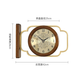 Moyang European double-sided wall clock simple double-sided wall clock American living room two-sided wall clock Nordic pastoral quartz wall clock 9196 walnut-double-view