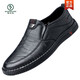 Woodpecker men's shoes summer 2025 new leather shoes British versatile one-piece dad's shoes fashionable soft sole casual leather shoes men 677 black 43