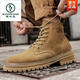 Woodpecker Martin boots men's side zipper retro high top shoes men's reverse velvet cowhide men's boots trendy British style work clothes yellow boots 38