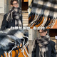 Warrior scarf for men in winter, extended and thickened to keep warm, seahorse hair plaid scarf birthday gift for couples, high-end scarf for women