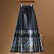 Pier Cardin's new Chinese style horse-faced skirt for women in spring and autumn 2025 new one-piece long skirt Hanfu hip-covering pleated skirt 9882. Black S