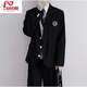 Anchu summer college style dk uniform suit suit loose and handsome spring and autumn jk student class uniform badge suit jacket W45 black suit + white long-sleeved shirt + tie + trousers XL + badge [recommended 120-140Jin [Jin equals 0.5 kg]]