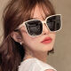 Sunglasses for men and women, new Korean version of trendy Internet celebrity, big face, slimming temperament, large frame sunglasses for women [bright black] high-looking sunscreen sunglasses