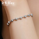 Jin Duoxi Sparkling Galaxy Platinum Bracelet for Women Pt950 Plain Chain Platinum Watermelon Jump Beads Bracelet Lover Gift for Girlfriend Approximately 16+3cm Thick Approximately 5mm Weight Approximately 8.1-8.3 Grams