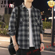 
JEEP SPIRIT American retro plaid long-sleeved shirt for men and women spring and autumn 2025 new loose Korean work shirt jacket trend K12108 white XL