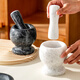 Onlycook natural marble garlic pounder household old-fashioned stone mortar pounder grinder manual garlic pressing and garlic paste-white