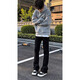 Digada Black Willow Scimitar Jeans Men's Spring and Automne New CleanFit American High Street Micro Flare Pantum DFFS-701 Black XL
