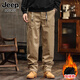 JEEP SPIRIT casual pants for men in winter thickened wide-leg work pants integrated velvet straight sport long trousers for men 695 earthy yellow [integrated velvet] 5XL